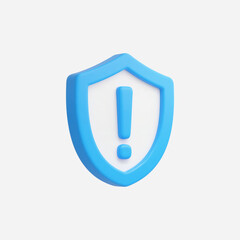 3d Safety shield with exclamation point vector Illustration