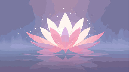 Pink lotus flower floating on water