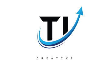TI Letter Logo with Dynamic Arrow Swoosh – Modern Business Branding, Growth, Progress & Innovation Symbol