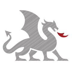 illustration of grey dragon with oil painting