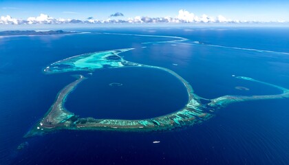 Aerial view of a ring-shaped atoll
