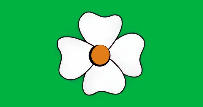 On start white flower rotating with pulsing blue aura against transparent backdrop looping