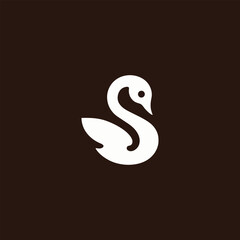 Elegant Swan Graphic Emblem in Minimalist Vector Style