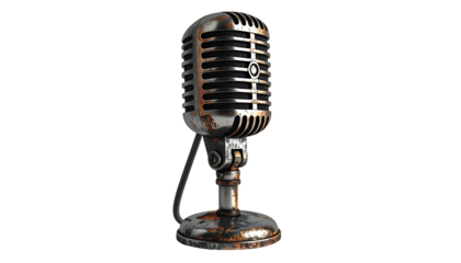 Vintage microphone, rusted metal