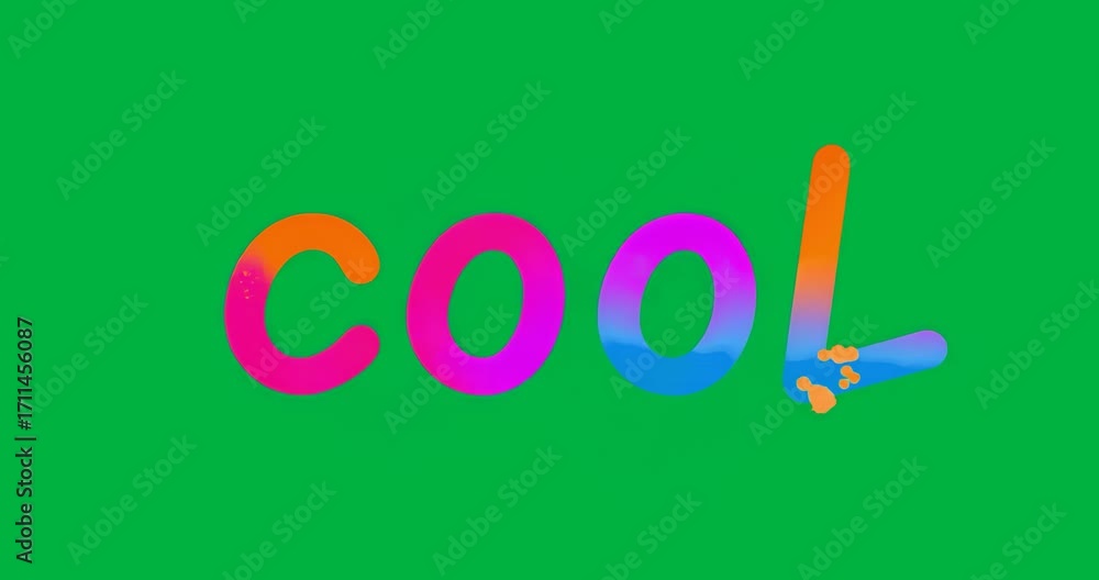 Poster cool text materializing morphing dripping paint showing cyberpunk design on transparent background