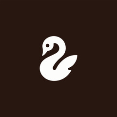 Elegant Swan Silhouette in Minimalist Vector Design