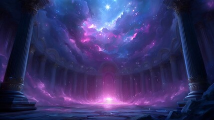 Immortal energy bursting in fantasy scene