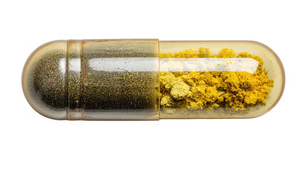 Naklejka premium Capsule with dark & light powders