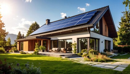 Modern Eco-Friendly Home with Solar Panels