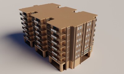 Top view modern apartment model 3d rendering architecture wallpaper background