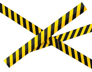 Two crossed yellow and black striped caution tape