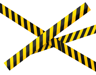 Two crossed yellow and black striped caution tape