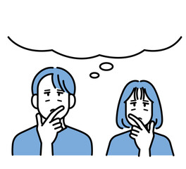 吹き出し付きの思案する医師達のイラスト