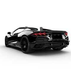 Obraz premium A sleek black convertible sports car viewed from the rear, showcasing its design and features.