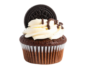 Delicious chocolate cupcake with Oreo cookie and cream frosting