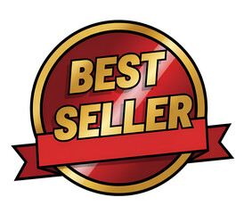 Modern Glossy 'Best Seller' Sticker with Ribbon
