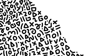 Geometric Patterns: An array of irregular shapes and lines intertwines, creating a visually stimulating, abstract design perfect for backgrounds and artistic projects.