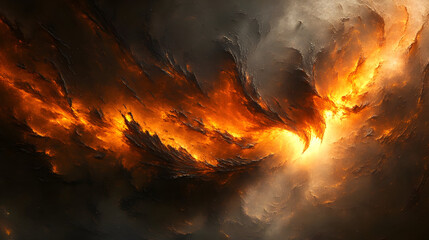 Fiery Abstract Digital Painting Inferno