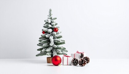Snowy Christmas tree with gifts, symbol of festivity and joy