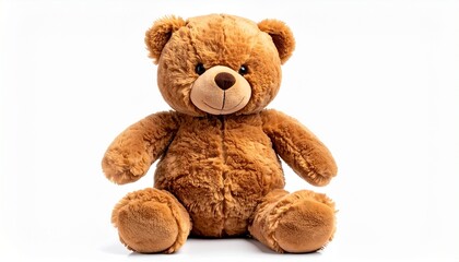 Fototapeta premium Soft teddy bear on white, symbol of comfort and childhood