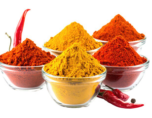 Colorful spice powders in glass bowls (2)