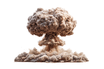 Exploding bomb, smoky cloud