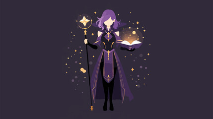 Magical figure with book and staff