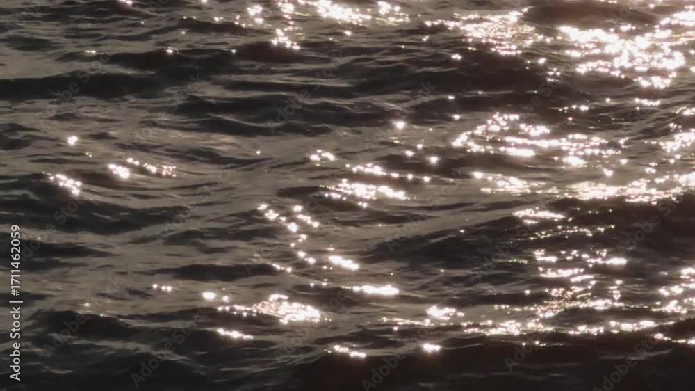 Poster shimmering water surface with sunlight reflections, creating a sparkling effect