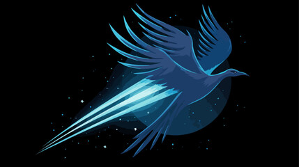 Flying bird in dark night sky
