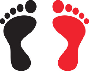 footprint, foot, step, track, mark, impression, human, silhouette, icon, symbol, black, red, textured, grunge, rough, edge, isolated, graphic, design, element, walking, journey, path, sign, concept, i