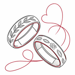 Two polished platinum bands with subtle engraved patterns