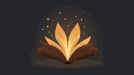 Open book illuminating with golden light
