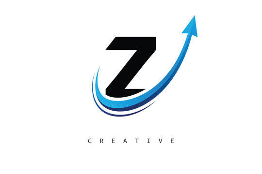 Z Letter Logo with Dynamic Arrow Swoosh &ndash; Modern Business Branding, Growth, Progress & Innovation Symbol