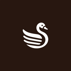 Minimalist Swan Vector Emblem on Dark Background