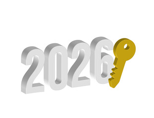 Simple 3D illustration of a person's avatar icon with a key. Transparent background in PNG format.