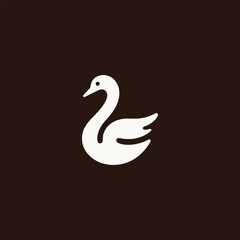 Elegant Swan Logo Silhouette in Minimalist Vector Style