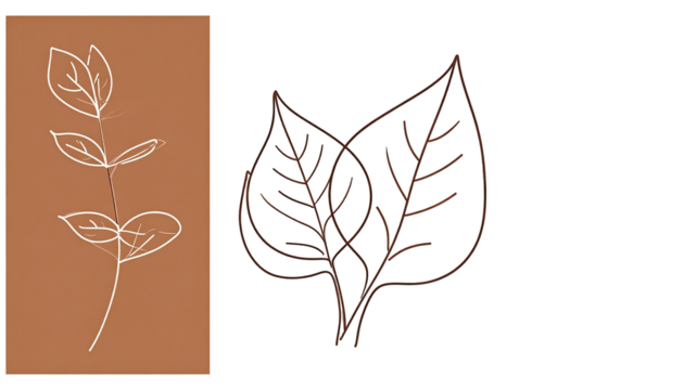 Simple line art of a branch and leaves