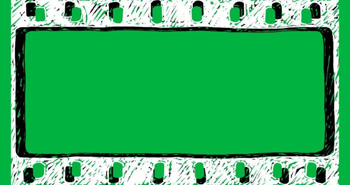 On transparent canvas load film frame appearing with sprocket holes framing black area for mockup