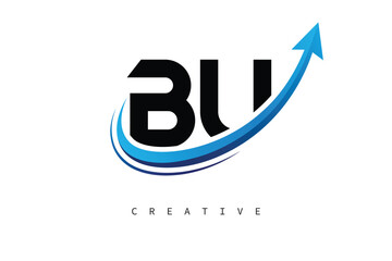 BU Letter Logo with Dynamic Arrow Swoosh – Modern Business Branding, Growth, Progress & Innovation Symbol