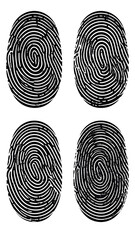 Four fingerprint patterns on black background