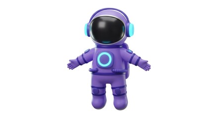 Cartoon Cute 3D Astronaut Character Wearing Headphones Isolated in White Background