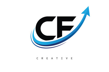 CF Letter Logo with Dynamic Arrow Swoosh – Modern Business Branding, Growth, Progress & Innovation Symbol