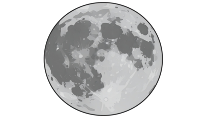 Gray moon, craters, round
