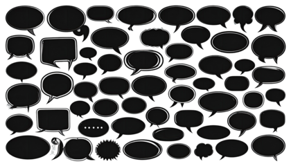 A collection of various speech bubbles in black and white