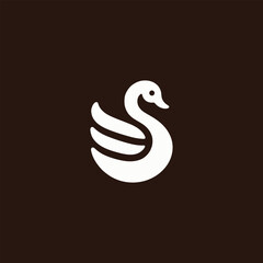 Bold Elegant Swan Silhouette Vector Logo Design on Dark