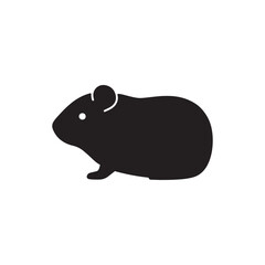 Black silhouette of a hamster isolated on white background