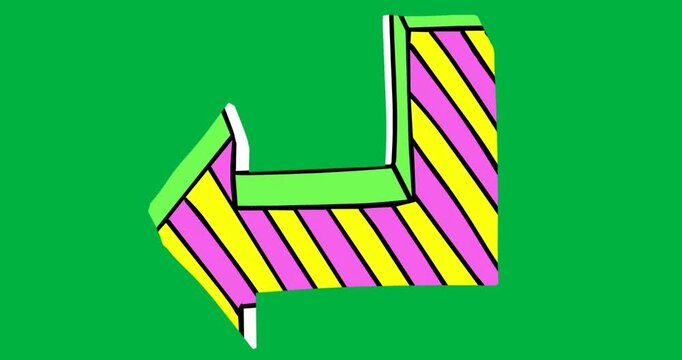 On playback starting, L-shaped 3D form floating on transparent backdrop, highlighting striped sides