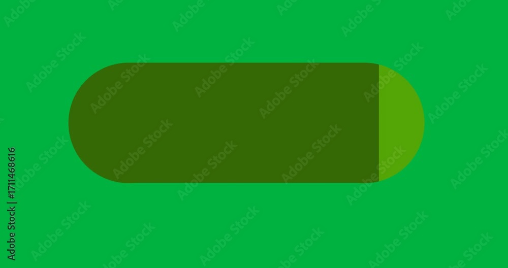 Poster green dot appearing on transparent backdrop elongating into capsule contracting back for morphing