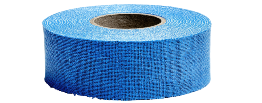 Rolled-up, vibrant blue cleaning tape