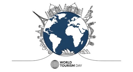 Obraz premium World tourism day vector illustration of travel around the world